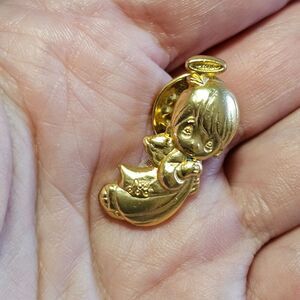 **Sale** Enesco Vintage Gold Tone Precious Moments Angel Brooch